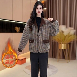 妈妈冬装加厚棉衣时尚加棉保暖外套中老年女士秋冬款百搭显瘦外套