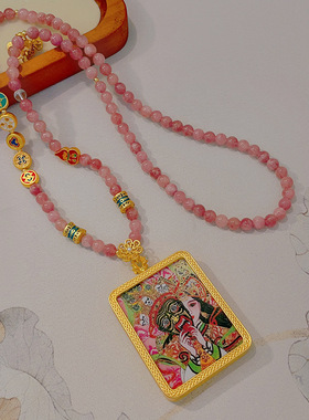 西藏唐卡佛牌项链扎基拉姆前世今生吊坠嘎乌盒扣挂链条毛衣链