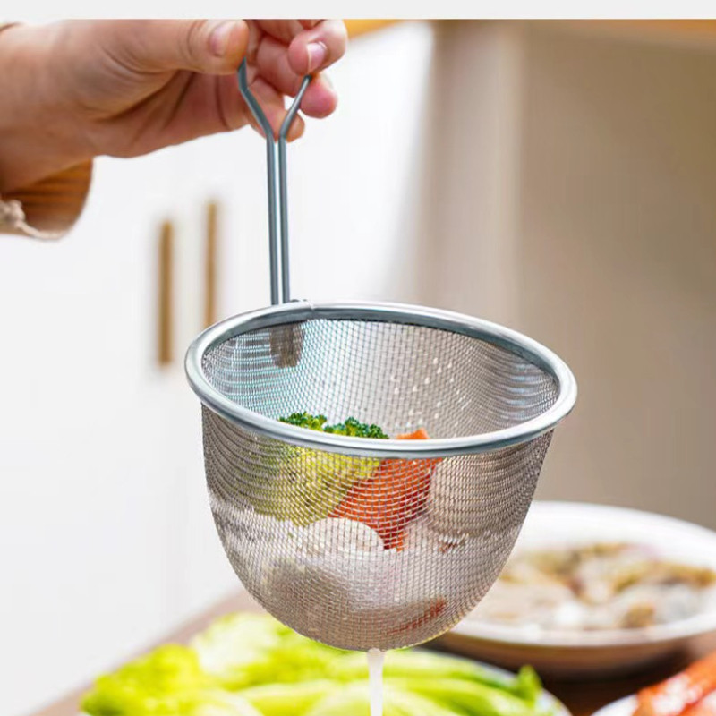 不锈钢火锅专用漏勺涮肉烫淋菜麻辣烫挂壁过滤网漏油炸滤网篮大号