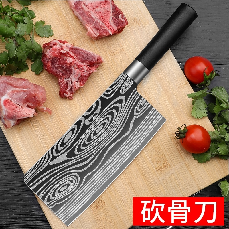 激光纹砍骨刀商用砍大骨头刀屠夫专用刀卖肉刀斩骨刀厨房阳江刀具