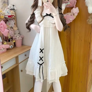 现货夏新款初恋感小个子无袖设计连衣裙清纯小白裙甜美温柔吊带裙