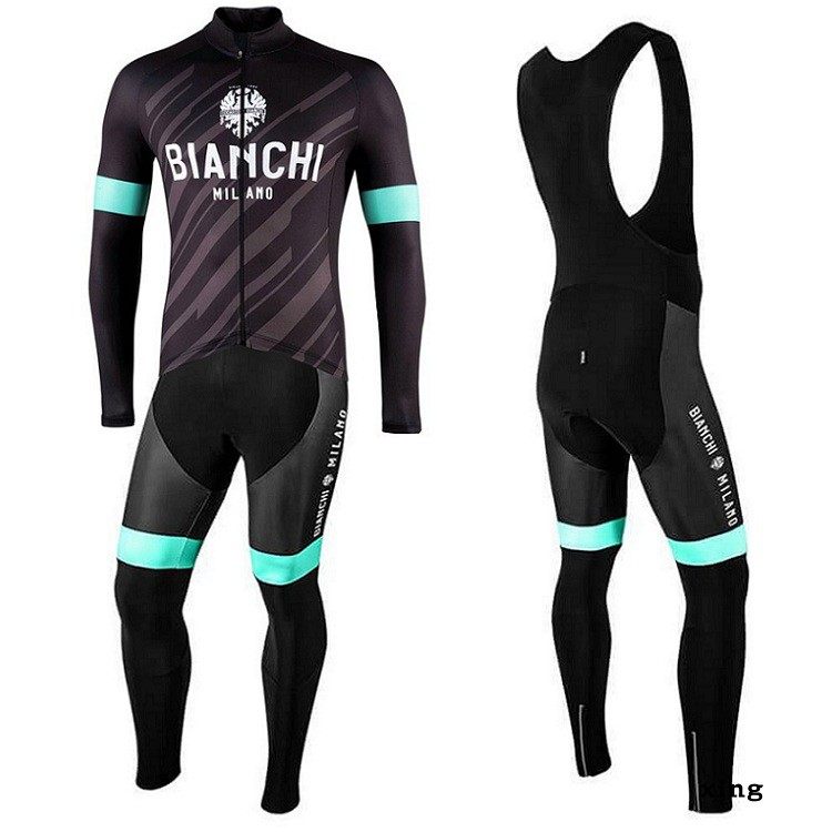2021Bianchi 比安奇自行车薄款长袖骑行服背带长裤男女款抓绒秋冬
