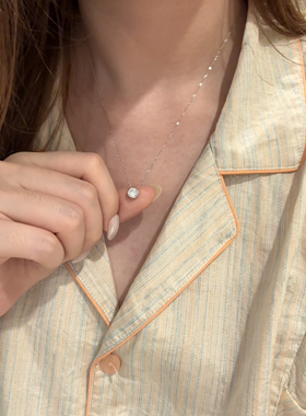 S925银经典泡泡项链轻奢感锆石吊坠纯银锁骨链女高级感金色
