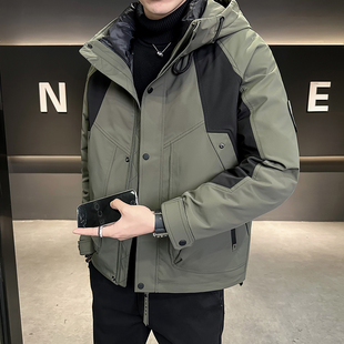可拆卸内胆连帽羽绒服男冬季 痞帅加厚重磅三合一外套男 2025工装