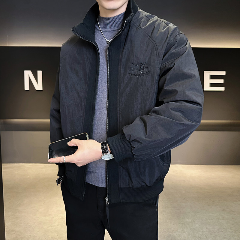 夹克式轻薄羽绒服男冬季2025新款潮牌痞帅立领防寒服高级感外套男