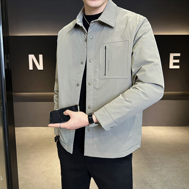 衬衫式90绒羽绒服男冬季2025新款潮牌痞帅短款翻领轻薄羽绒外套男