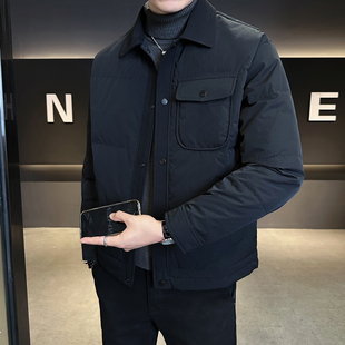 轻薄羽绒服男冬季 潮牌痞帅保暖90绒防寒服翻领羽绒外套男 2025新款