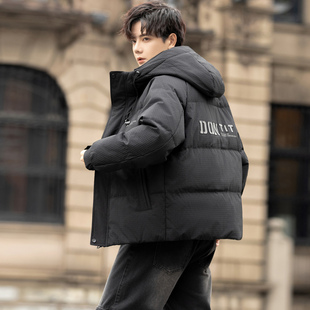 正品 2025新款 加厚保暖防寒服痞帅外套男 连帽轻薄羽绒服男冬季 短款