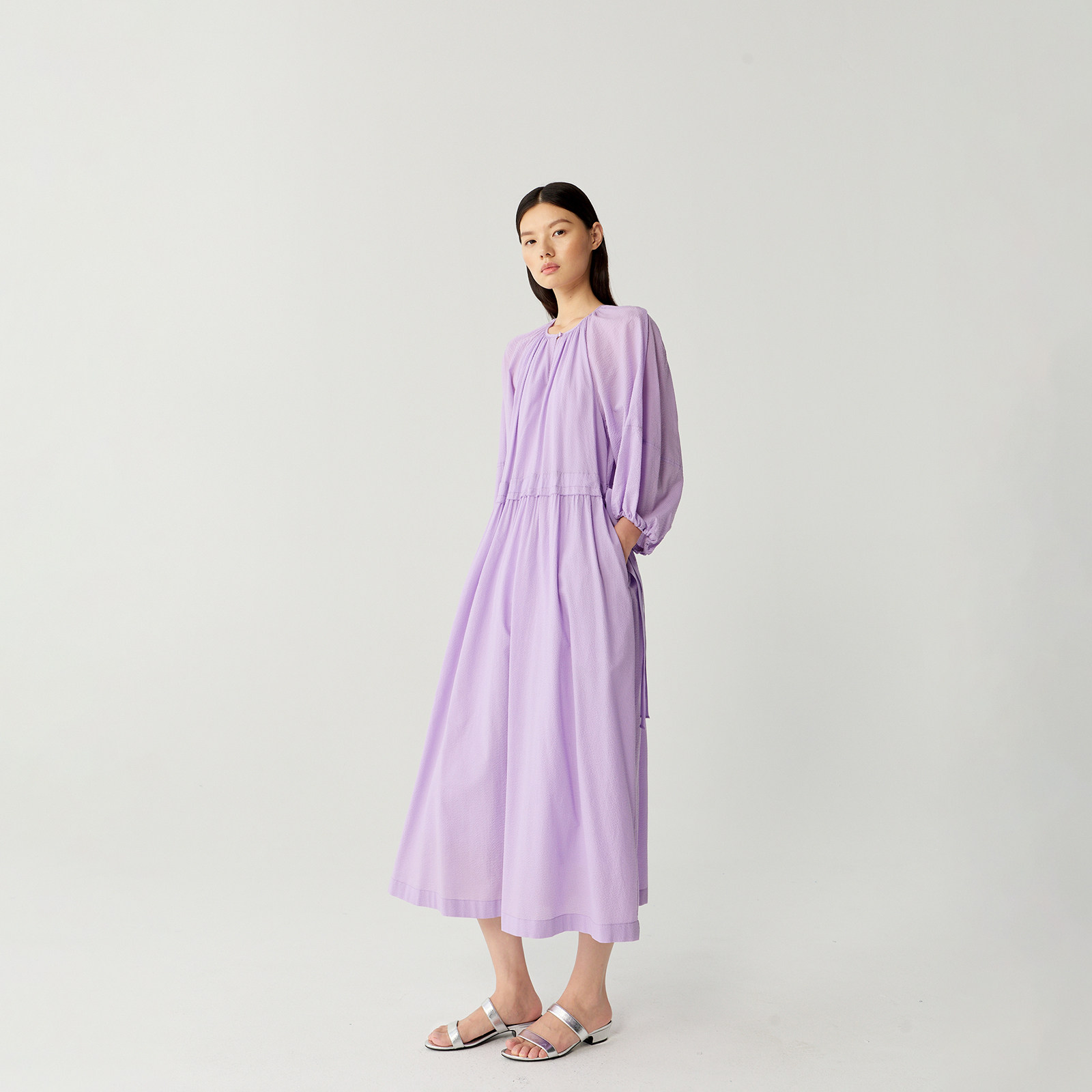 RUMERE/戎美官旗 法式女主【立体泡泡绉/轻盈棉/盐缩】收腰连衣裙