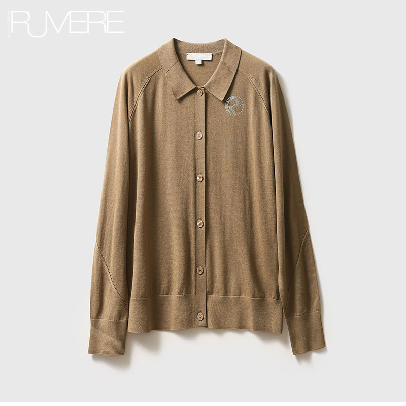 120S笈细羊毛针织衬衫开衫