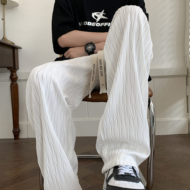 休闲裤男款夏季薄款冰丝长裤子夏天垂感男生潮宽松阔腿直筒运动裤