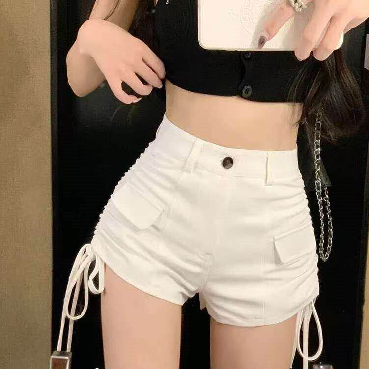 白色高腰短裤女夏2026新款辣妹弹力包臀紧身百搭性感显瘦休闲热裤