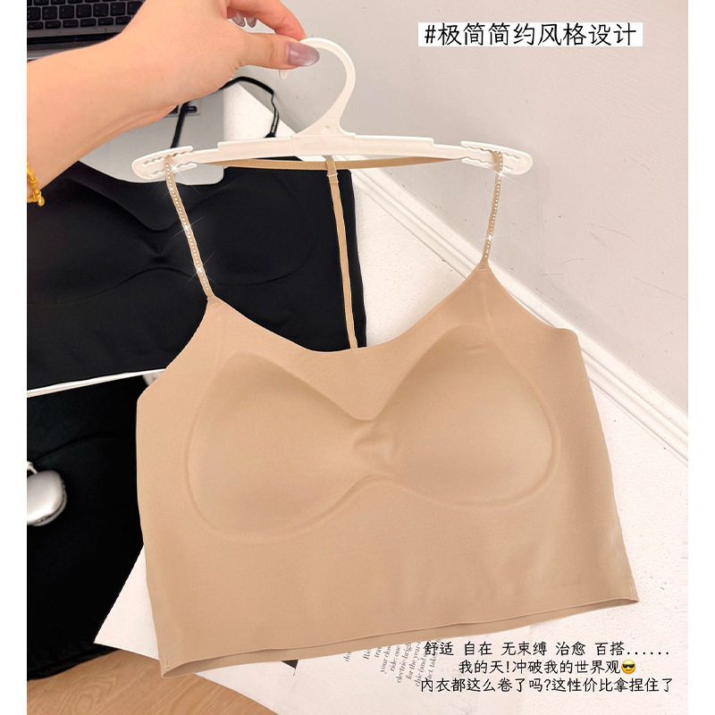 直播爆款挂脖粉底液隐形内衣女闪钻细肩带可外漏无痕美背文胸露背