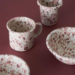 美国正品Crow Canyon泼墨搪瓷沙漠玫瑰盘餐具沙拉盘麦片碗马克杯