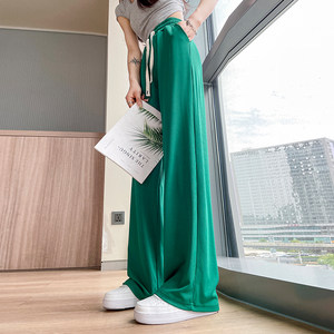 阔腿裤女夏季薄款2022年新款黑色高腰直筒冰丝运动休闲长裤子拖地