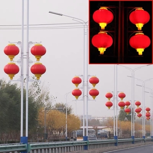 定制五星红旗亮化灯笼LED工程景点路灯杆城市防水连串亚克力灯笼