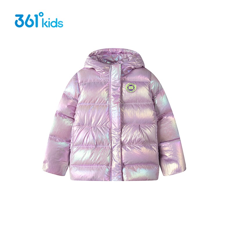 361度女童保暖外套儿童新款2022冬季学生亮面羽绒服中款K62Z44907