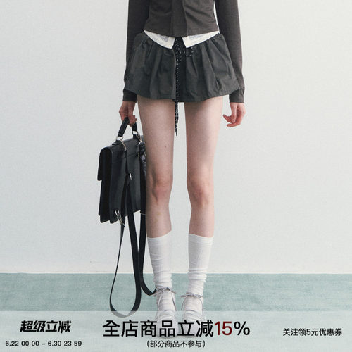 SPEAR YOUTH“miu系身材”韩系松紧腰学院风短裙百搭显瘦花苞裙