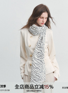 SPEAR YOUTH“钢琴恋曲”灰白斑马纹丝巾度假风百搭冰感围巾披肩