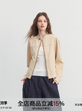 SPEAR YOUTH“巴恩概念”卡其色牛仔短款夹克上衣韩系休闲外套