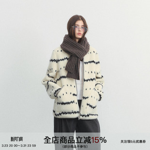 北欧简约拉链上衣波浪点羊羔毛外套秋冬 花絮倒放 SPEAR YOUTH