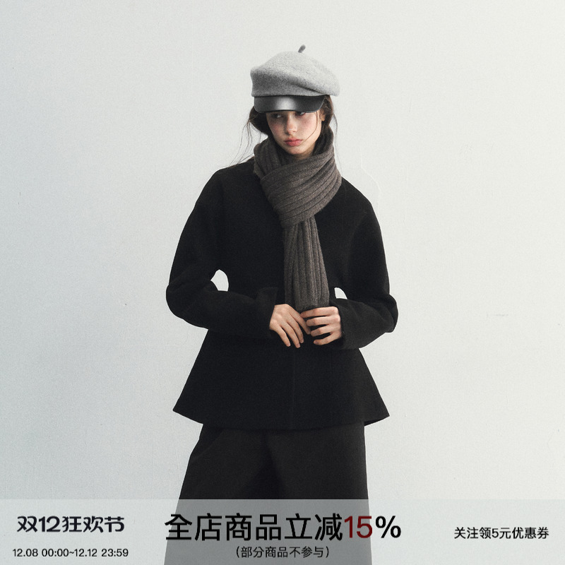 羊毛毛呢巴黎扣收腰大衣