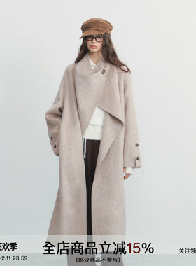 SPEAR YOUTH“奥本海默”50%羊毛双面呢外套通勤简约宽松羊绒大衣