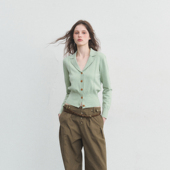 YOUTH 西装 春和景明 开衫 领收腰毛衣 橡木扣绞花针织衫 SPEAR