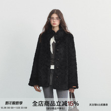 SPEAR YOUTH“燕麦黑巧”立领宽松圈圈毛羊羔毛上衣加厚大衣外套