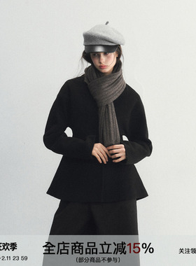 SPEAR YOUTH“京都焙茶”100%羊毛收腰巴黎扣毛呢廓形大衣外套