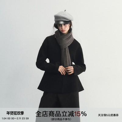 羊毛毛呢巴黎扣收腰大衣