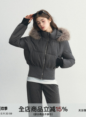 SPEAR YOUTH“浪漫定格”90白鸭绒可拆卸连帽针织收腰羽绒服外套