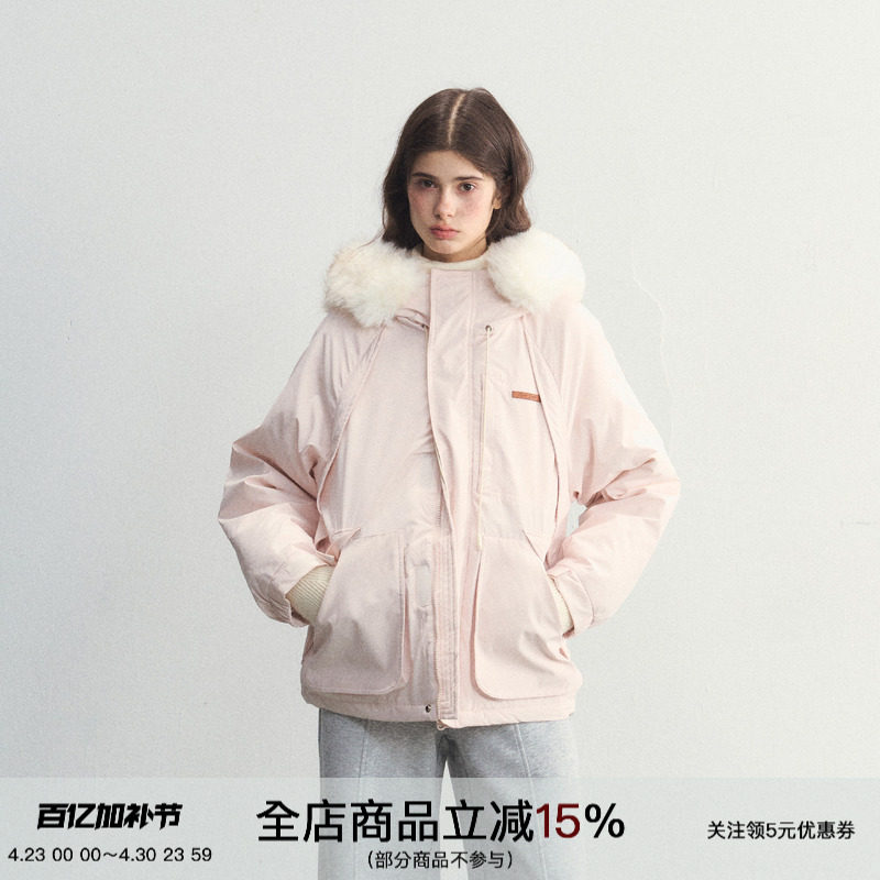 SPEAR YOUTH&ldquo;觅雪寻冬&rdquo;加厚羽绒服棉服大毛领连帽外套派克服女