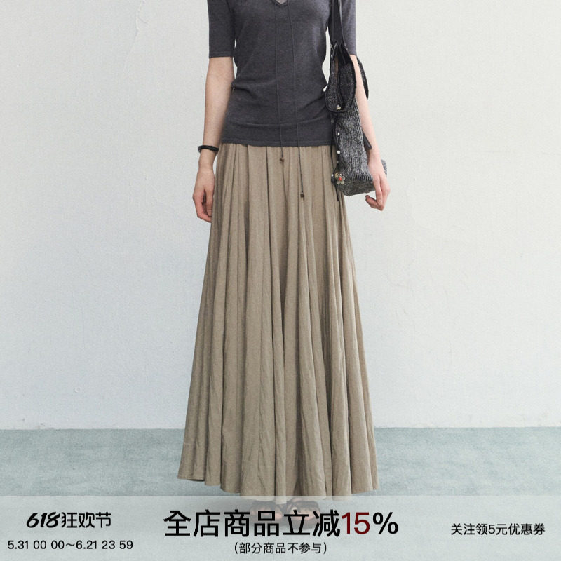 SPEAR YOUTH“松弛线条”重工插片拼接半身裙高腰a字伞裙百褶长裙