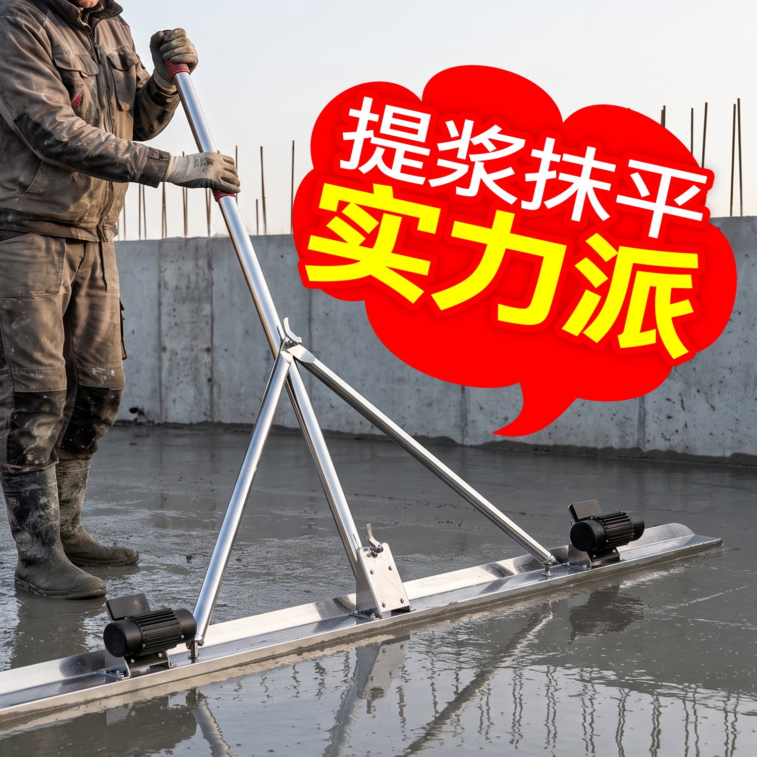 路面电动刮平尺水泥地坪整平机震动器混凝土抹子锂电振平尺