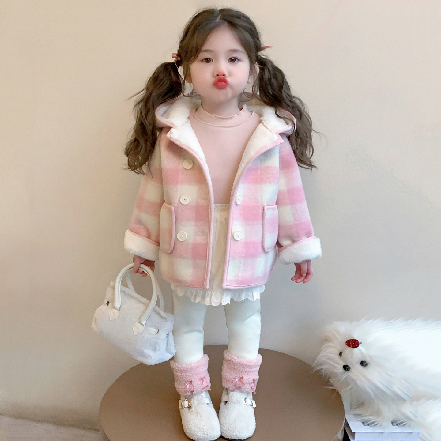 女童加绒加厚毛呢外套秋冬款儿童冬装女宝宝冬季呢子大衣洋气时髦