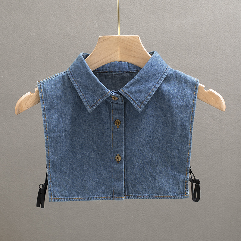 2021年牛仔纯棉春秋冬季假领子