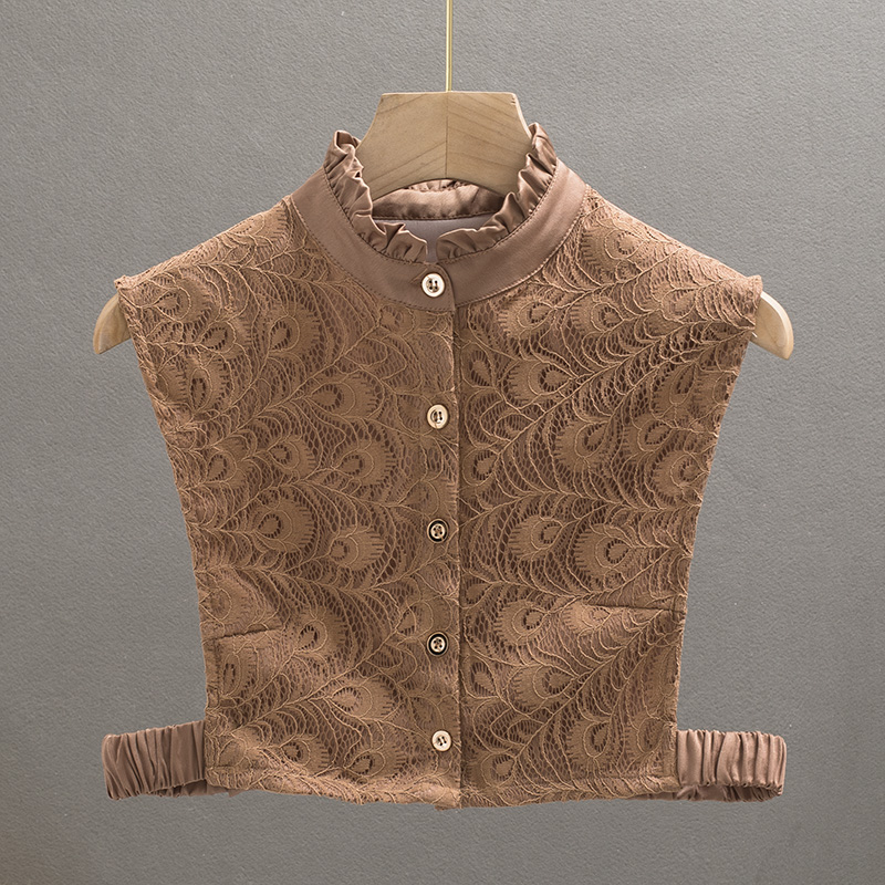 韩版假衣领子女百搭毛衣装饰香槟蕾丝高端气质衣领立领卫衣秋冬季