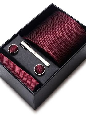 Tie Handkerchief Cufflink Set For Men Necktie Holiday Gift B