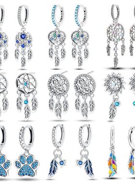 Real 925 Sterling Silver Dream Catcher Earrings For Women Ex