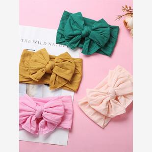 Bowtie headband with double layered knot wide headband头带