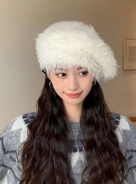 Women's Beret Hat Cozy Plush Decor No Brim Loose Fit Warm Fa