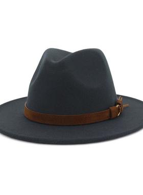 Unisex Wide Brim Felt Hats Men Women Panama Trilby Hat爵士帽