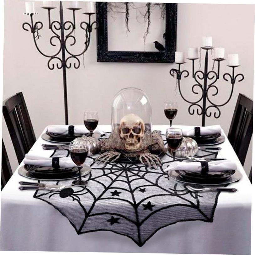 Round Table Cloth Halloween Party Decoration Lace Backdrop