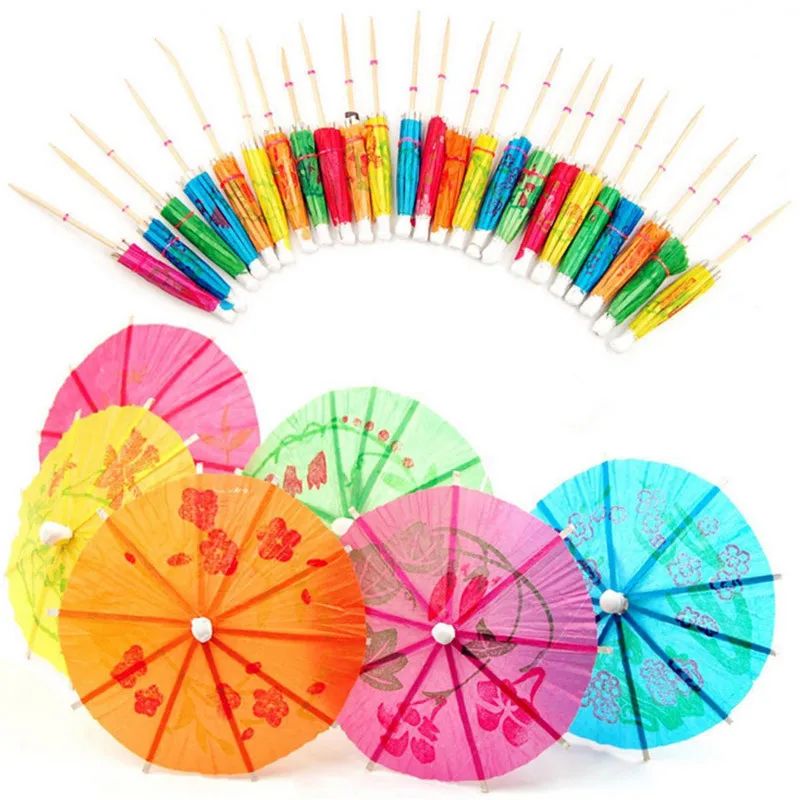 50pcs Paper Cocktail Parasols Umbrellas Mini Paper Umbrella