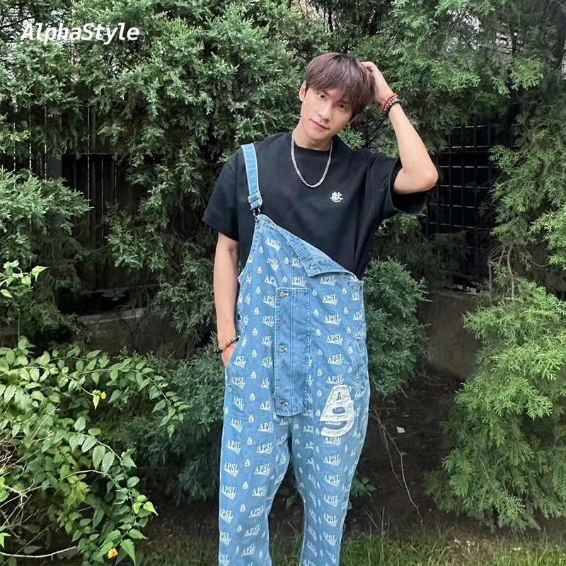 AlphaStyle夏季满印背带裤设计师