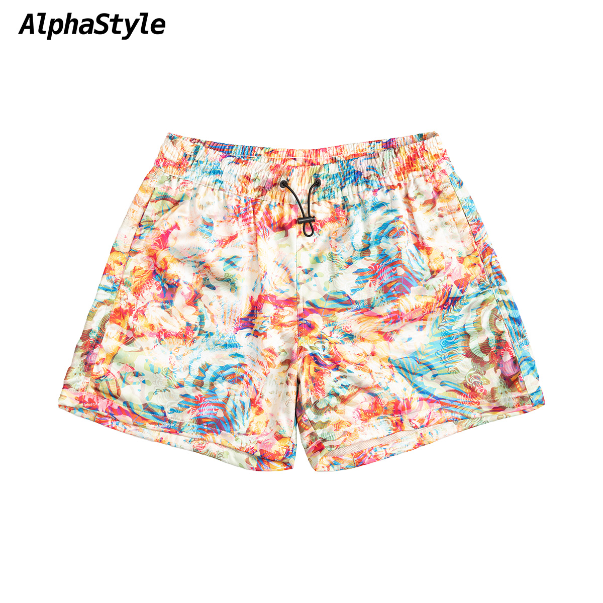 AlphaStyle夏季夏威夷风休闲短裤舒适艺术短裤清凉潮牌时尚款百搭