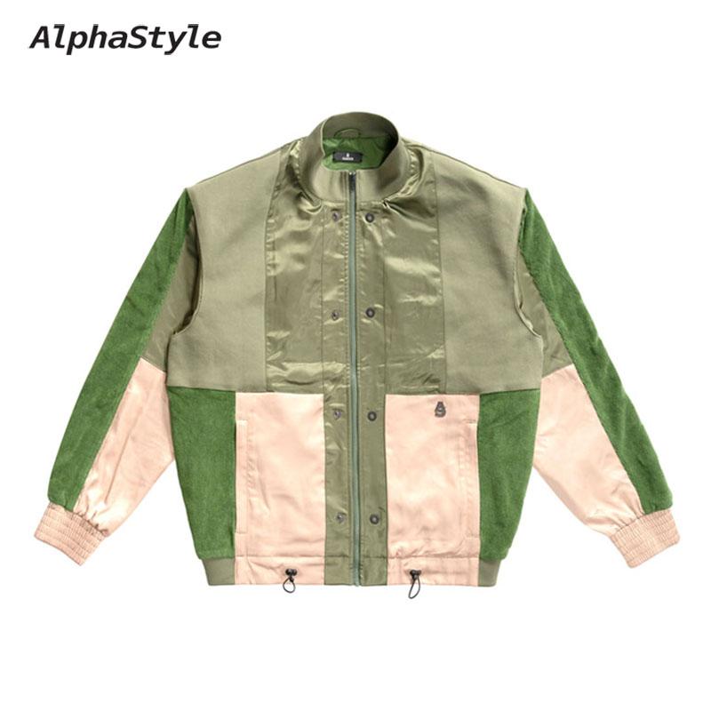 AlphaStyle秋冬拼接撞色夹克外套