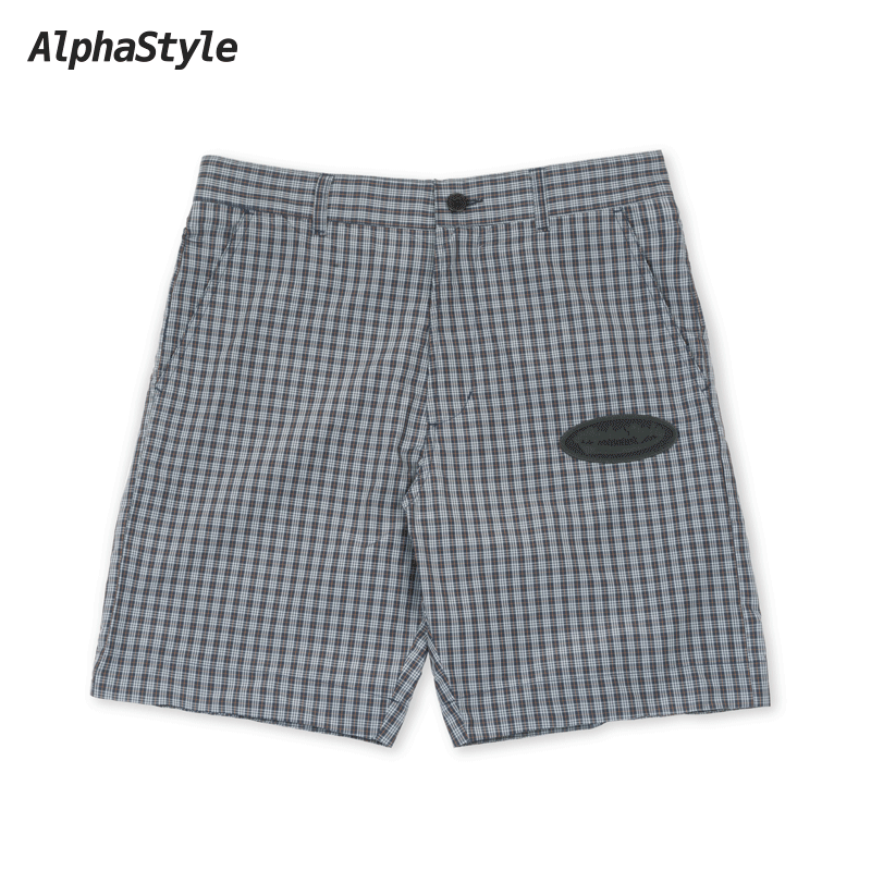 AlphaStyle女款高腰格子短裤