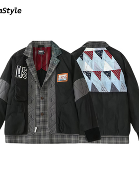 AlphaStyle冬季Ezra融合西装外套拼接夹棉设计师款时装潮牌男女款